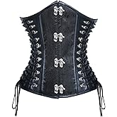 Kimring Women's Steampunk Vintage PU Leather Spiral Steel Bone Underbust Corset