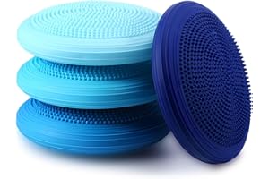 Libima 4 Pcs Wiggle Seat Inflated Wobble Cushion for Sensory Kid 13 Inches Balance Disc Flexible Seating for Classroom Sensory Pad for Chair Wiggle Cushion with Needle Pump