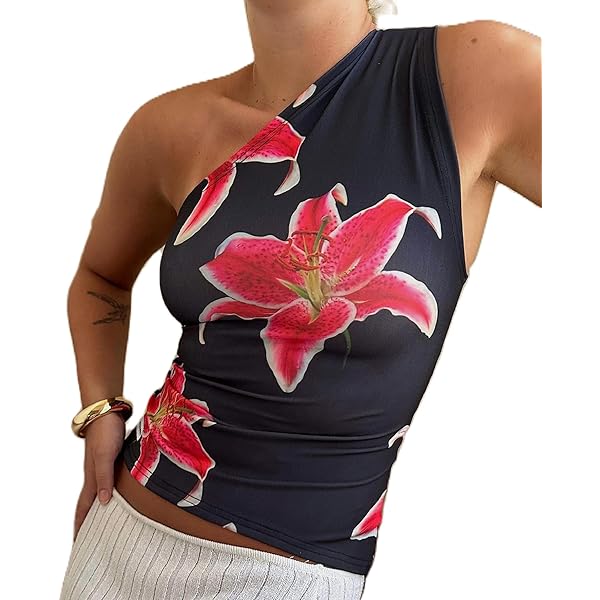 Women Y2k Floral Print Camisole Flower Spaghetti Strap Tank Top