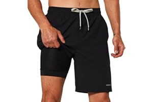 HODOSPORTS Mens Swim Trunks with Compression Liner 9 Inch Quick Dry Swim Shorts with Pockets Swim Suit