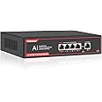 ienRon 5 Ports Ethernet Switch Unmanaged, 4 PoE Ports Gigabit+1 Uplink Port, Network Switch with Reliable Data Transfer,Ethernet Splitter |Fanless Metal Design |Plug and Play |Wall Mount