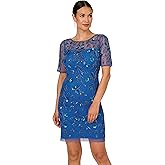Adrianna Papell Womens Beaded Floral Short Dress