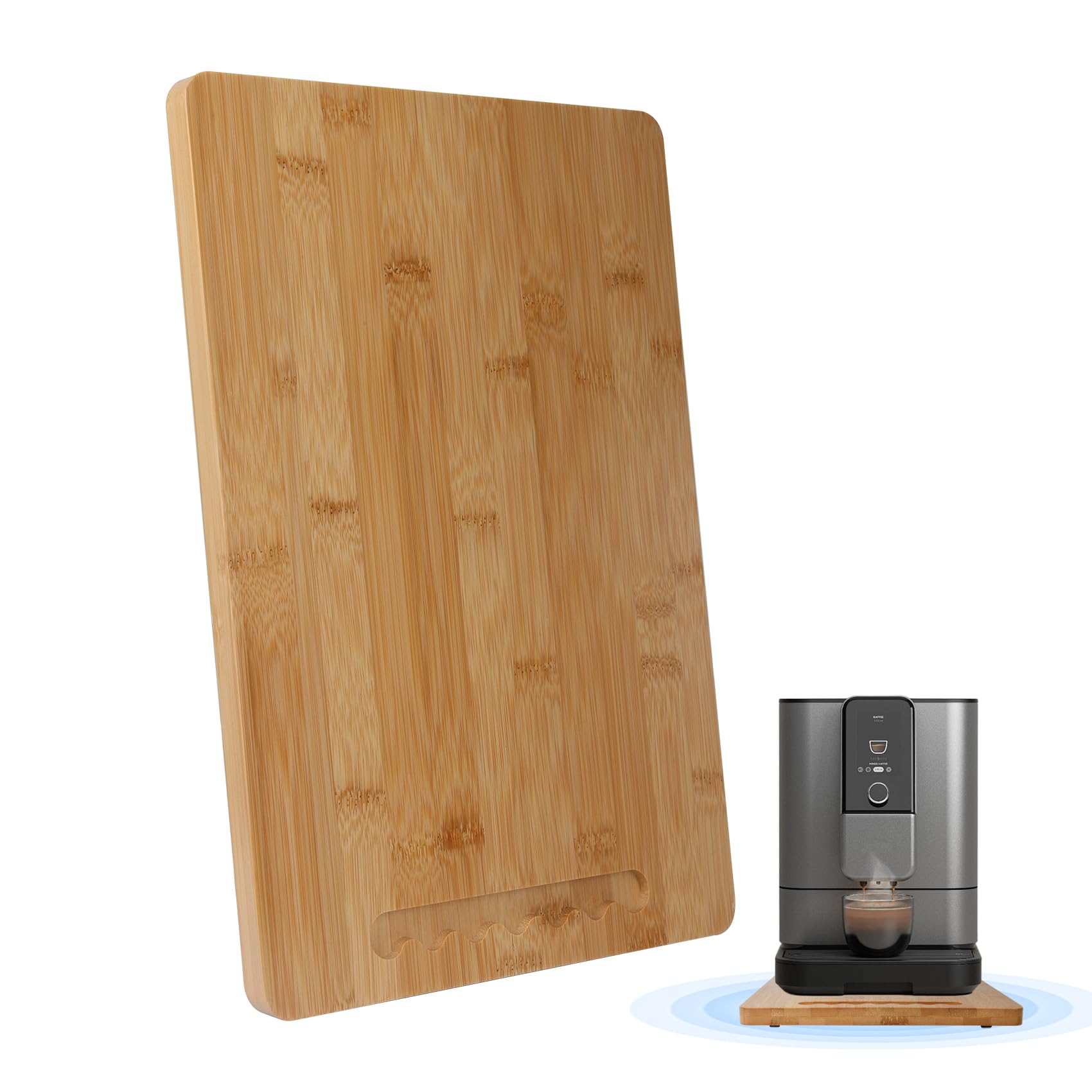 Photo 1 of Bamboo Sliding Appliance Tray,Coffee Maker Slider Tray with Rubber Wheels, Countertop Pull Out Organizer for Coffee Machines,Air Fryers and Other (Natural, Medium-Long(9.5"W x 14"L))