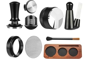 MYTDKXIN 7 PCS Espresso Accessories,51mm Espresso Tamper Tools,WDT Tool Espresso Machine Accessories Kit,Coffee Tamper with Wood Espresso Tamping Station,Distributor,Stirrer,Dosing Funnel,Brush,Puck Screen
