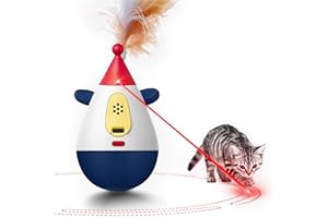 Duepay Laser Cat Toys for Indoor Cats, Automatic Interactive Cat Toy, Rechargeable 360° Auto-Spin Self-Balancing Laser Pointer with Catnip Hole & Feather, 3-Speed Random Trajectories for Bored Cats