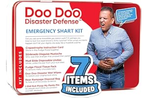DR DINGUS Emergency Shart Kit - 7 Items - Poop Prank Gift. Includes Wet Wipes, Disposable Underwear, Hilarious Badge, More. Stinky Novelty Accident Emergency Fart Joke for Dad, Husband, Family.