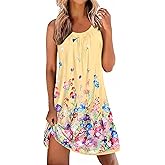 Ekouaer Tank Nightgowns for Women Sleeveless Sleepwear Wide Strap Sleep Shirt Pleated Print Sleepshirt Tie Dye S-3XL