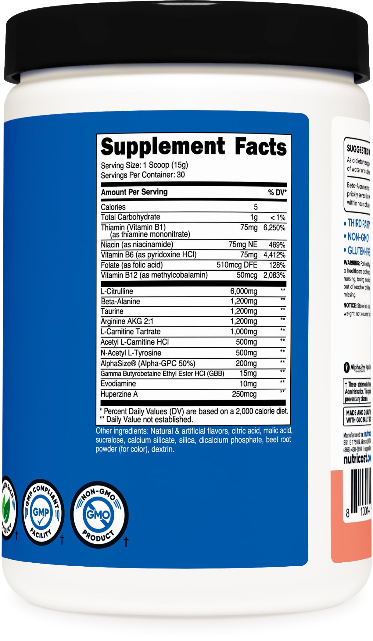 Nutricost Stim-Free Pre-Workout, 30 Servings (Pink Lemonade) - Caffeine Free, Stimulant Free, Non-GMO, Gluten Free