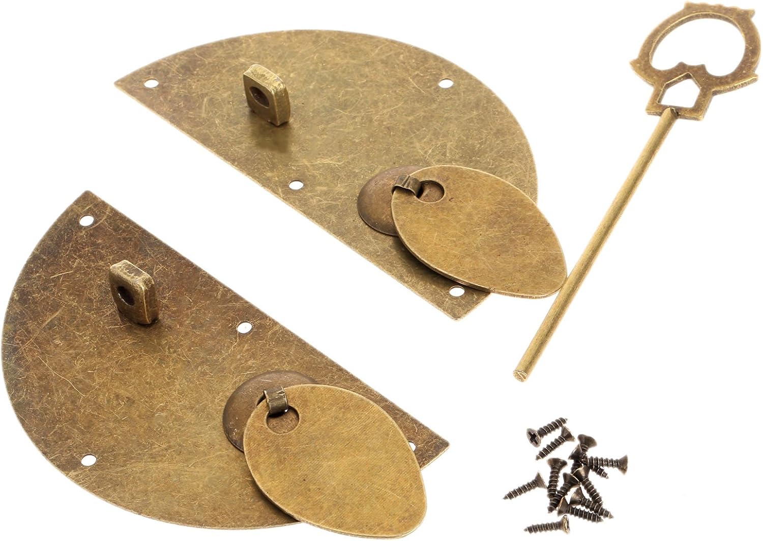 Dophee Knocking Pull Lock Latch Handle Chinese Ancient Style Door Furniture Hardware with Bolt, Antique Brass - Image 5