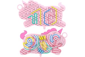 SIFONOL Silicone Sensory Activity Board,Double-Sided Busy Board for Fine Motor Skill,Fidget Toy for Calming, Stress, Anxiety, ADHD , Autism , Silent, No Mess , Kids 3+ & Adults(Unicorn,Pink)