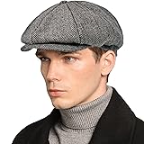 Mens Newsboy Cap High Woolen Tweed Gatsby Hat Ivy