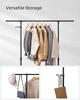 SONGMICS Clothes Rack with Castors Adjustable Height 97-165 cm Black LLR001B01 view 7