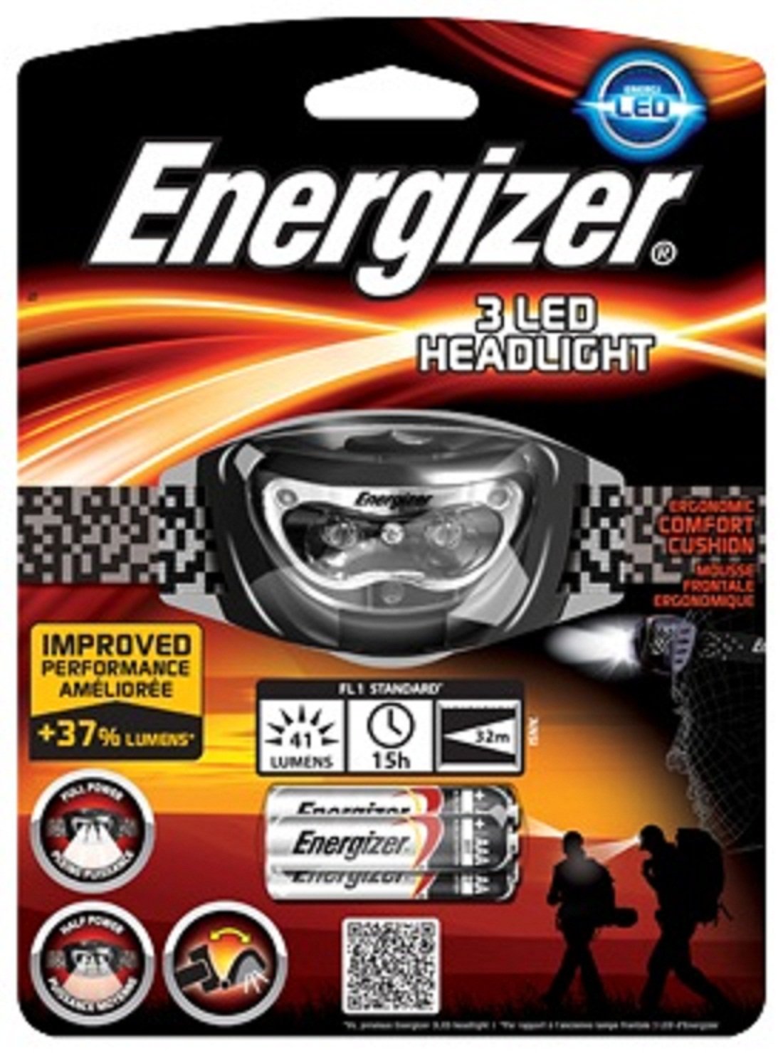 Energizer 3 led headlight 3AAA (633656, фонарь налобн, черный 3led, 3AAA, пласт, блист)) (7638900336566)