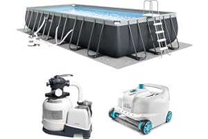 INTEX 26363EH Ultra XTR 24ft x 12ft x 52in Above Ground Swimming Pool Set with Sand Filter Pump and Deluxe Automatic Vacuum Cleaner