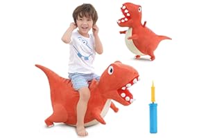 iPlay, iLearn Bouncy Pals Kids Dinosaur Hopper Ball, Inflatable Bouncing Animal Hopping Toys, Large Plush Ride on T-REX Bouncer, Outdoor Indoor Birthday Gift for 3 4 5 6 Year Old Boys Girls Toddlers