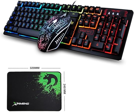 Amazon.com: lexonelec teclado mouse Combo K-13 104 teclas Wired Rainbow  retroiluminado Multimedia ergonómico USB Pro Gamer Gaming Teclado + 2400dpi  4 botones ópticos ratones Gaming + mouse pad 320 x 240 mm.: Computers \u0026  Accessories