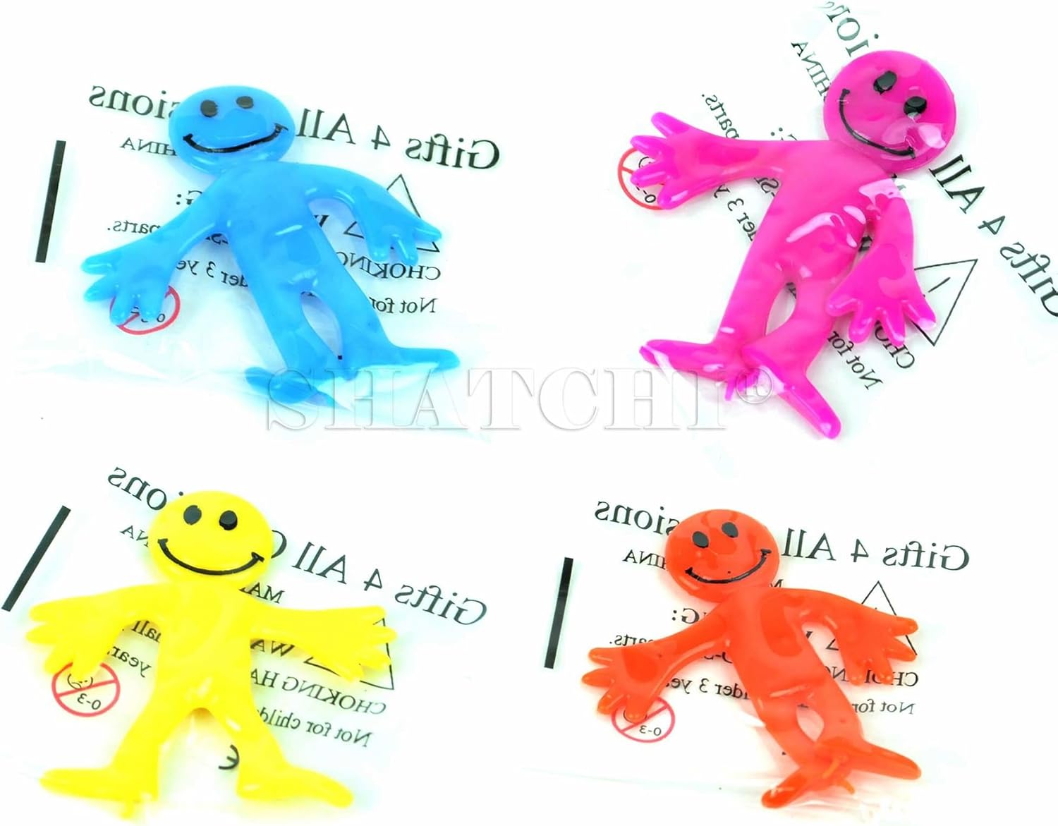 4Pk Stretchy Men Assorted Party Bag Fillers for Kids Birthday Party Unisex Strechy Smile Men Toys Ideal for Classroom Gifts Lucky Dip Prizes Giveaways Pinata Stocking Favours for Boys & Girls - Image 4