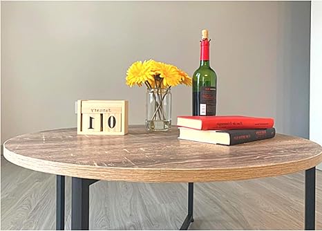 Amazon Com 33 Inch Round Coffee Table Grey Farmhouse Rustic Traditional Furniture Metal Contemporary Living Room Low Office Sturdy Black Ebook By Oistria Kitchen Dining