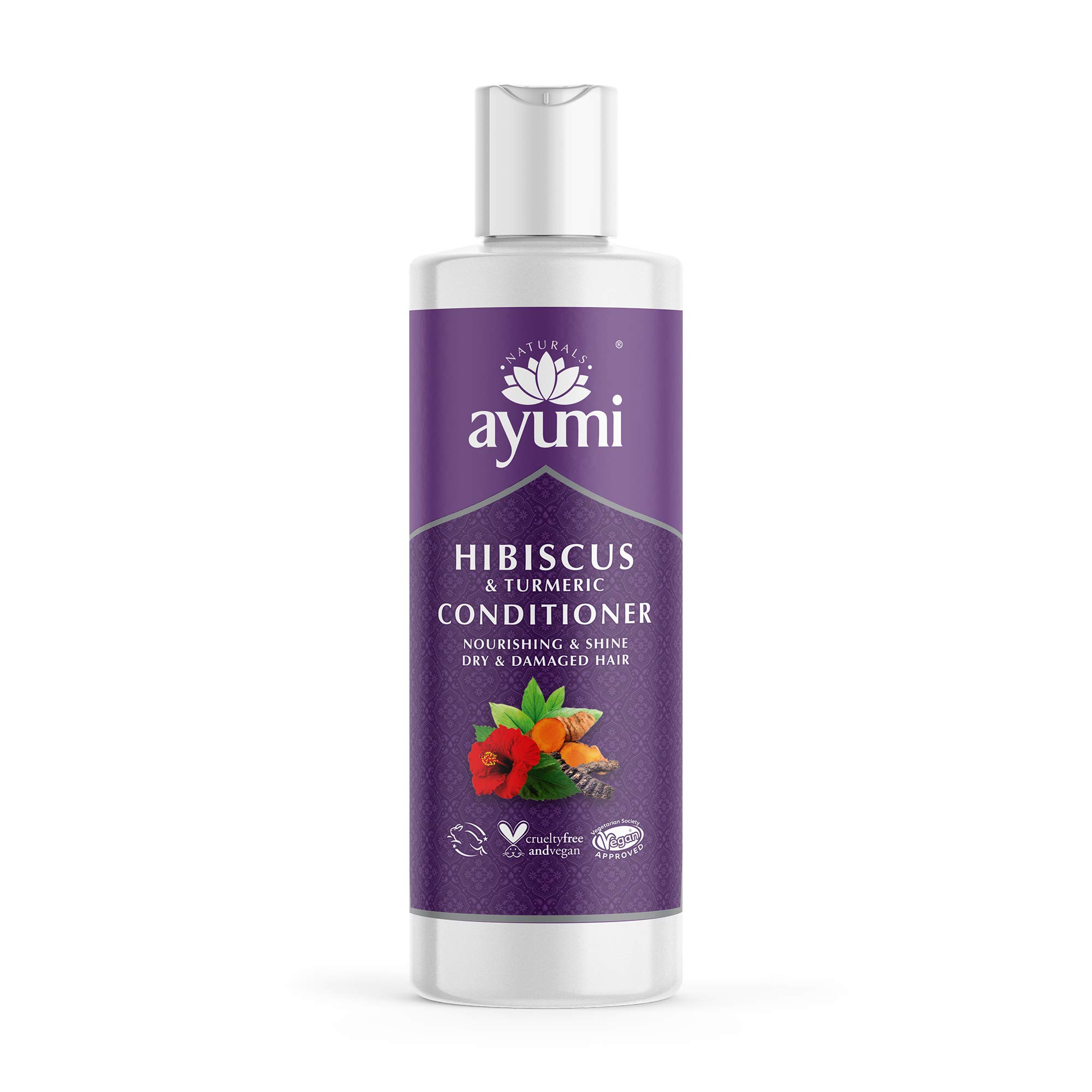 Ayumi Hibiscus & Turmeric Conditioner, Deeply Nourishes Dry & Damaged Hair, With a Blend of Indian Botanicals to Nourish the Hair & Restores Shine - 1 x 250ml