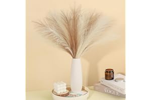 SeptCat 30 Pcs Pampas Grass Decor 21.7" Fluffy Faux Short Brown Pampas Grass Artificial Small Pompas Grass Flower Vase Filler for Home Wedding Living Room Wall Party Decoration