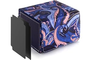 ULTRGEE Deck Box for MTG Cards - 2 Dividers, Card Storage Box Holds 110+ Single Sleeved Cards, Deck Boxes Compatible with TCG/OCG/YGO/PTCG (Indigo Sapphire Waves)