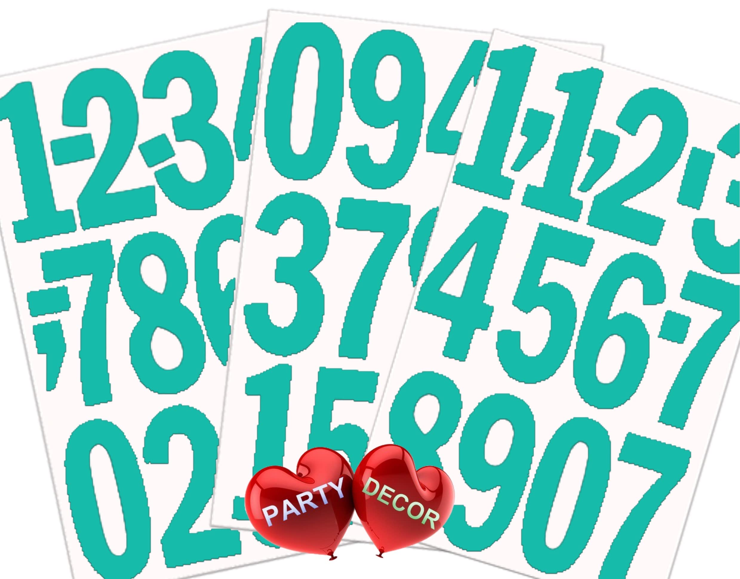 3 x Set of 30 Aqua 3" Numbers - Self Adhesive Waterproof Durable Vinyl Stickers - Cut to The Sticker Shape - Size 75mm