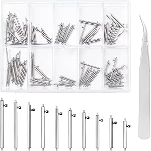 100 Pcs Quick Release Watch Band Pins Kit, 14-24mm Watch Spring Bars | Stainless Steel, Watch Pins Replacement Kit, with Twee