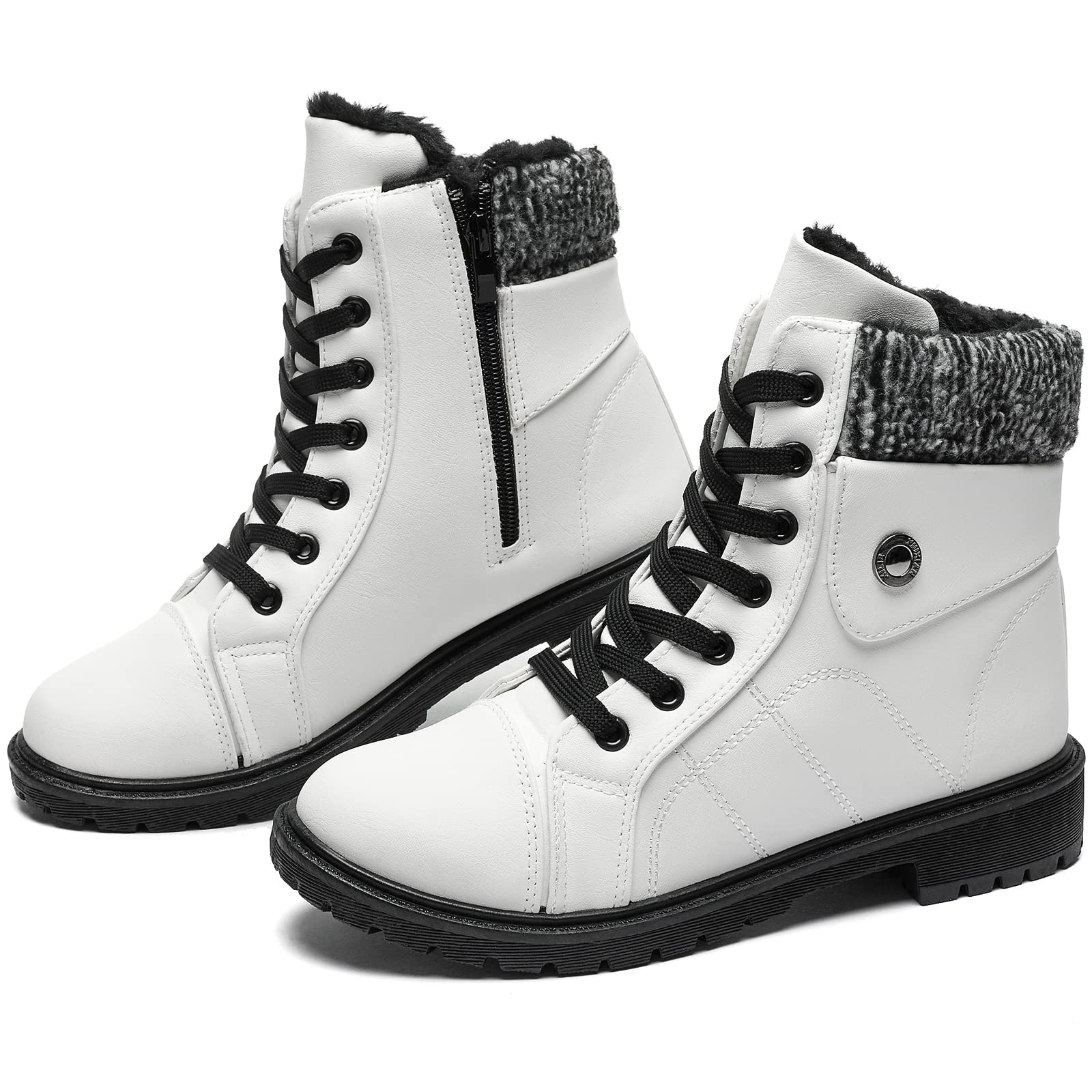 Photo 1 of COOJOY Womens Winter Snow Boots Waterproof Shoes Tennis Walking Comfortable Hiking Booties Furry Mid Calf Warm Lightweight Black,US9 EU41