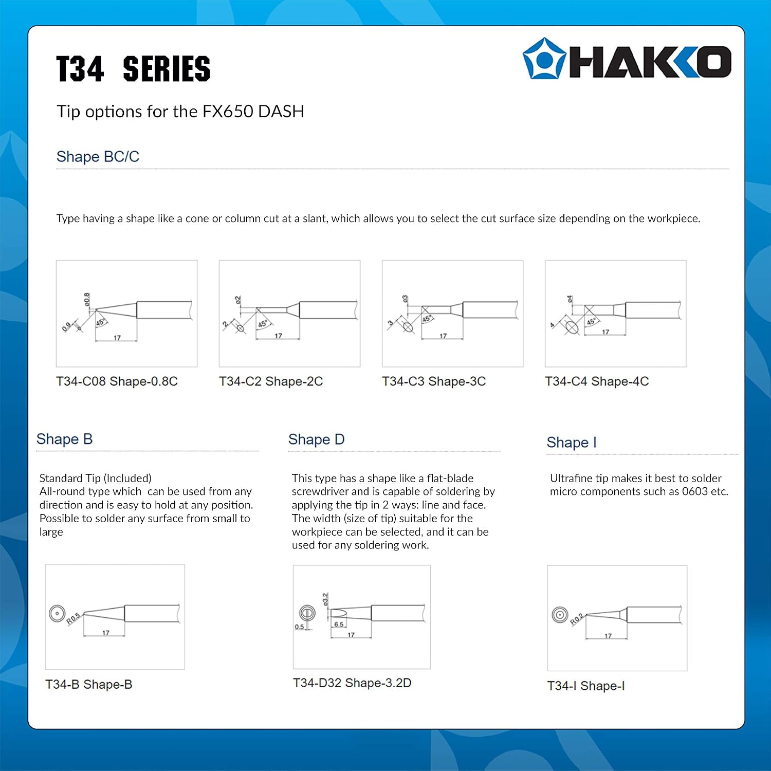 Hakko T34-C4 Soldering Iron Tip for The FX650 Dash, T34-C4 (Bevel 4mm) - Image 5