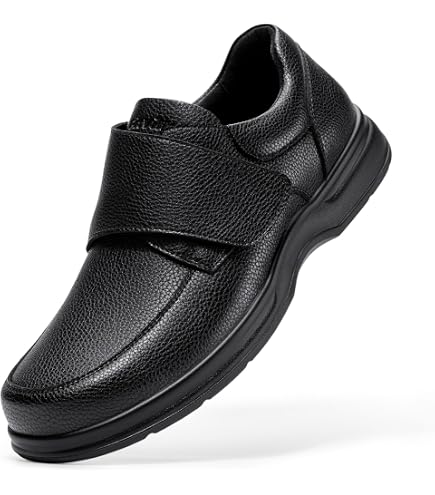 FitVille Men's Diabetic Dress & Casual Slip On Oxfords - Adjustable Business Formal Wedding Shoes - Orthopedic Sneakers for Swollen Feet - Brown, 8 Wide