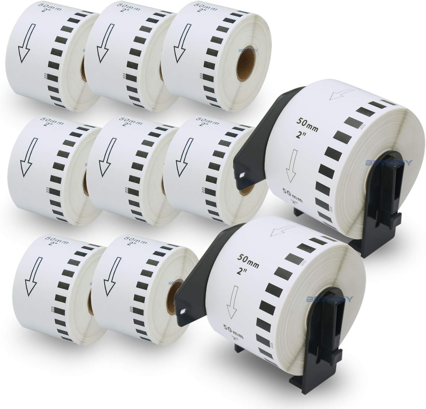 BETCKEY - Compatible DK-2223 Continuous 2" x 100'(50mm x 30.48m) Replacement Labels, Compatible with Brother QL Label Printers [1 Rolls + Refillable Cartridge Frame] : Office Products
