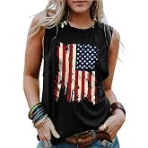 American Flag Tank Tops Women Patriotic Shirt USA Flag Stars Stripes Print Sleeveless T-Shirt 5th of July Tee Tops