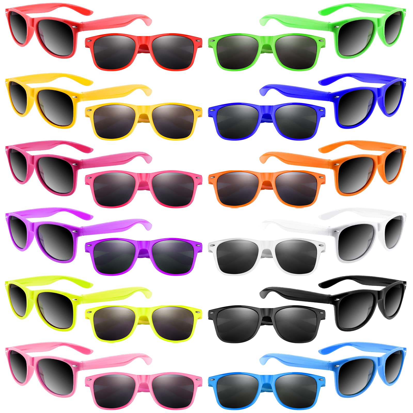 Bouiexye 48 Pack Neon Sunglasses Kids Boys and Girls Glasses Kids Party Supplies Favors Bulk for Beach Pool (12 Color)