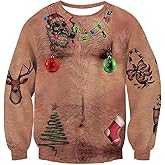 Idgreatim Unisex Ugly Christmas Crewneck Sweatshirt Novelty 3D Graphic Long Sleeve Sweater Shirt
