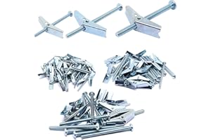 SWZHAI 60 Pcs Toggle Bolt and Wing Nut Kit, Heavy Duty Wall Anchors Toggle Anchors for Hanging Heavy Items on Drywall, 3 Sizes Butterfly Anchors (1/8inch, 3/16inch, 1/4inch)