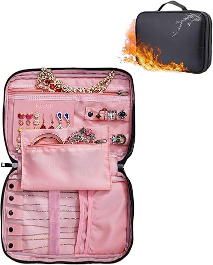 Amazon Co Jp Keeqii トラベルジュエリーオーガナイザー ジュエリー 旅行ストレージ キャリーケースバッグ 耐火 防水 ポータブル 旅行ジュエリー ロールポーチ より多くの貴重品用 ブラック ブラック Kitchen Housewares