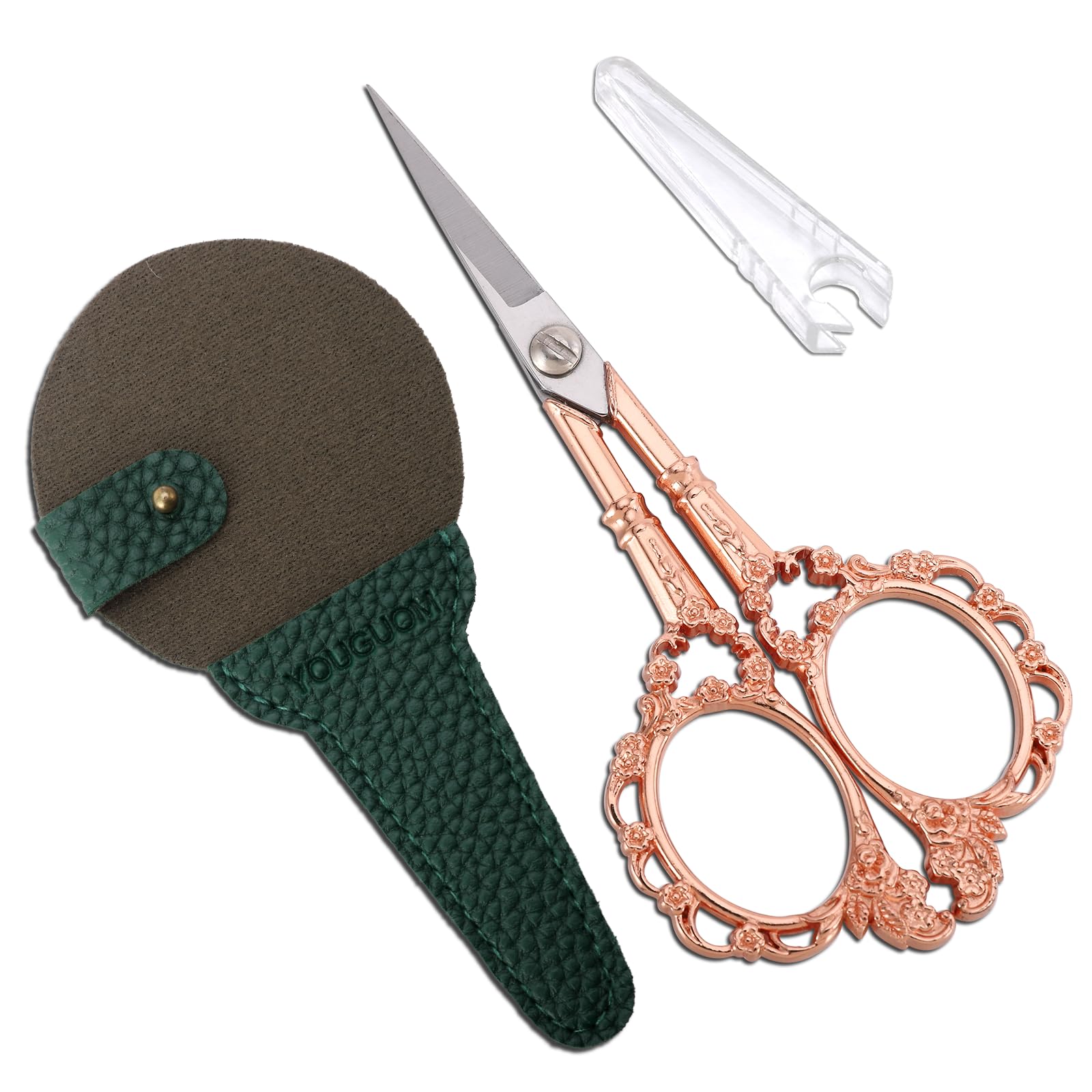 YOUGUOM Crochet Scissors with Case, Knitting Scissor Embroidery Sewing Shears for Craft Artwork Needlework, Rose Gold Little Threading Snips