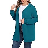 POSESHE Womens Plus Size Cardigan Sweater 2025 Fall Long Sleeve Lightweight Knit Open Front Casual Loose Cardigan