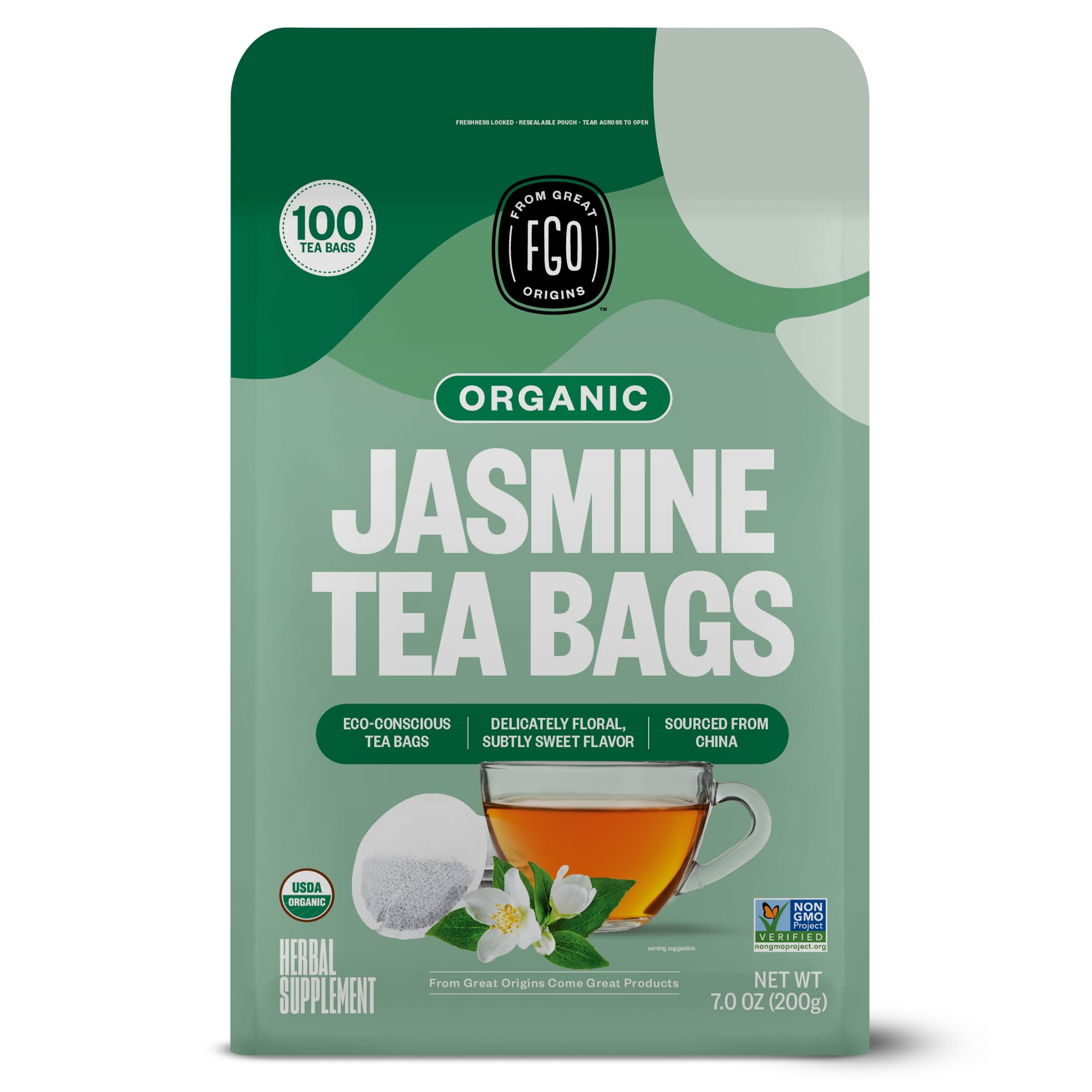 FGO Organic Jasmine Green Tea, 100