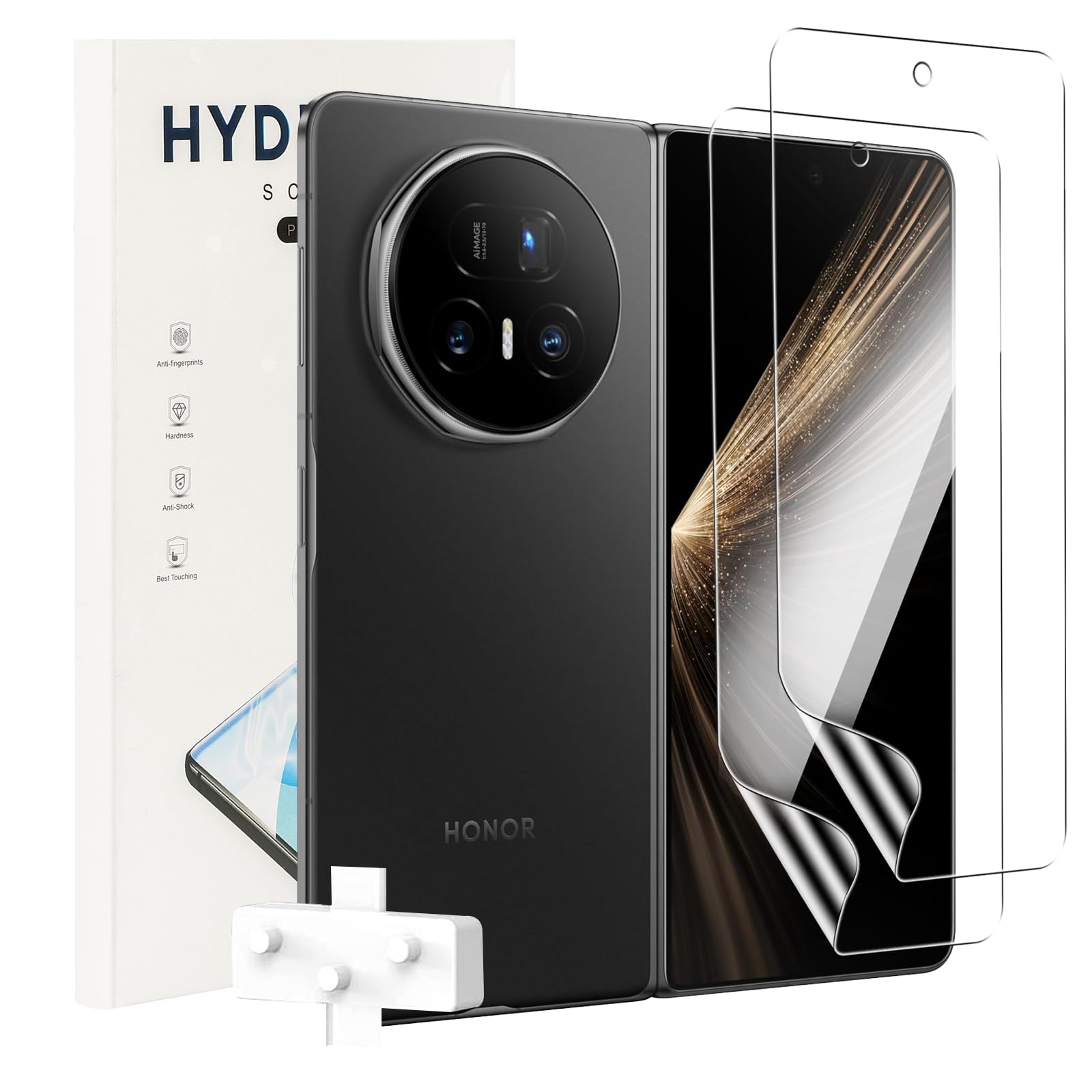 KZIOACSH Elastic Skin External Screen Protector for Honor Magic V5/V3/V2 5G, 2 Pack HD Clear Elastic Edge Soft TPU [Not Glass] Fingerprint Unlocking Self-Healing Bubble Free Protective Cover Film