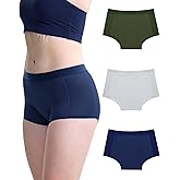 Neione Women Period Underwear Heavy Flow Cotton High-Waisted Sleep Boyshort Menstrual Panties Holds 5 Tampons