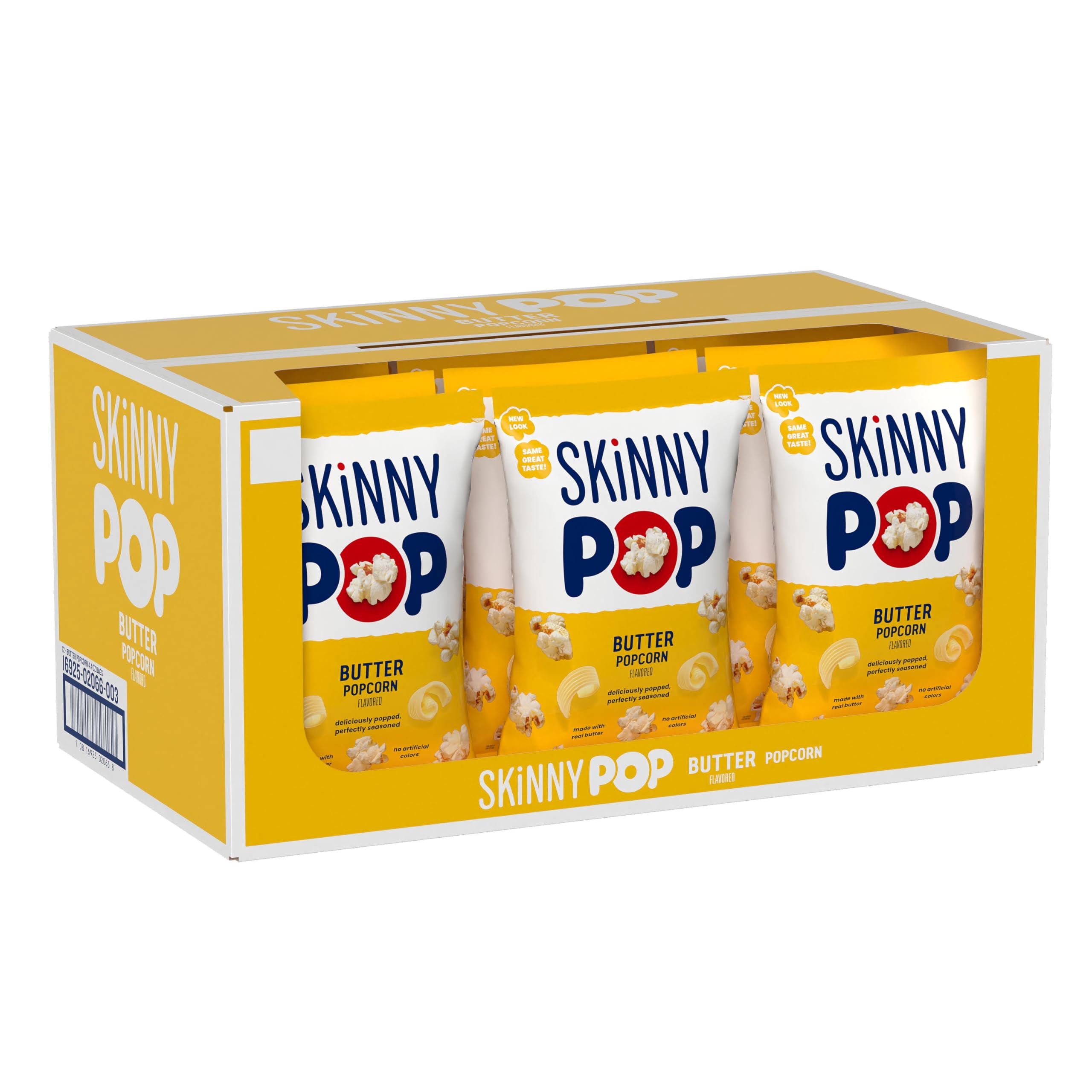 Photo 1 of SkinnyPop Popcorn, Butter, Made with Real Butter, Whole Grain Snack, 4.4oz Bags (12ct)