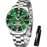 OLEVS Luxury Watches for Men, Stainless Steel Analog Quartz Chronograph Watch, Waterproof Luminous Business Dress Wrist Watch