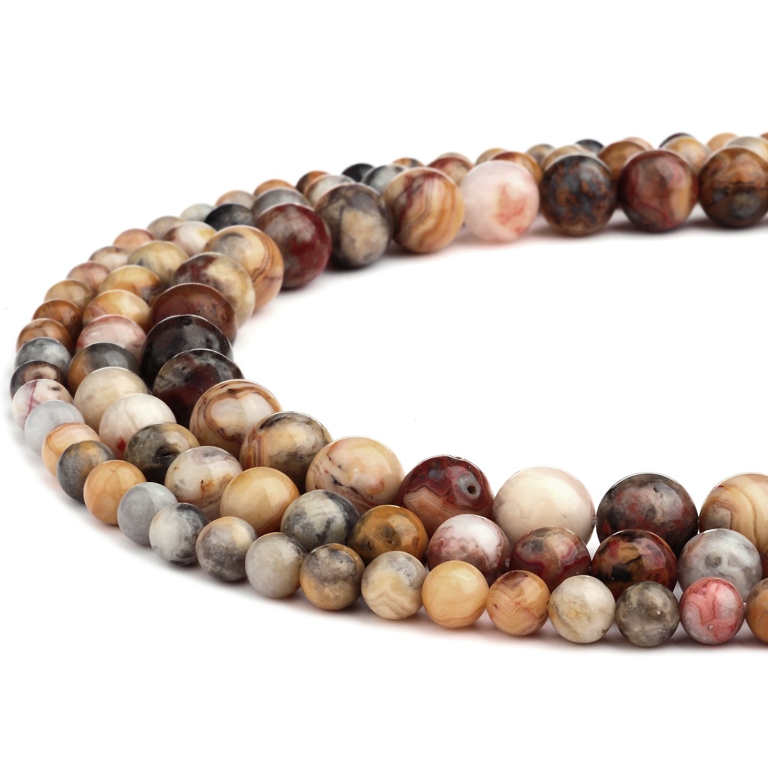 RUBYCA Natural Crazy Horse Stone/Artistic/Paintbrush Jasper Gemstone Round Loose Bead 1 Strand 10mm