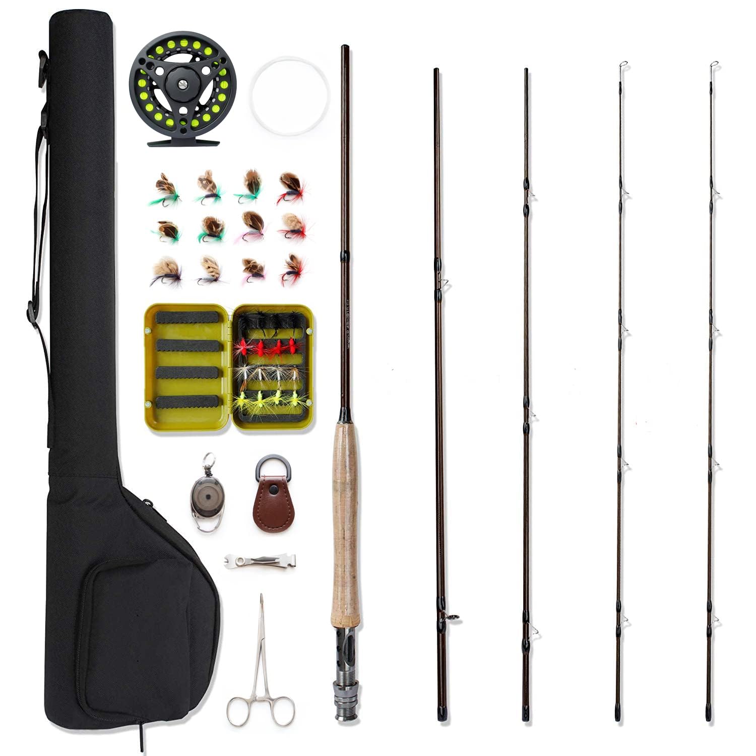 Photo 1 of NetAngler Fly Fishing Rod and Reel Combo Beginner Kit, 4 Piece Fly Fishing Rod with 1pc Free Rod Tip,5wt Aluminum Fly Reel with Accessories,Fly Box Case,Fishing Flies, Extra Backing and Travel Case