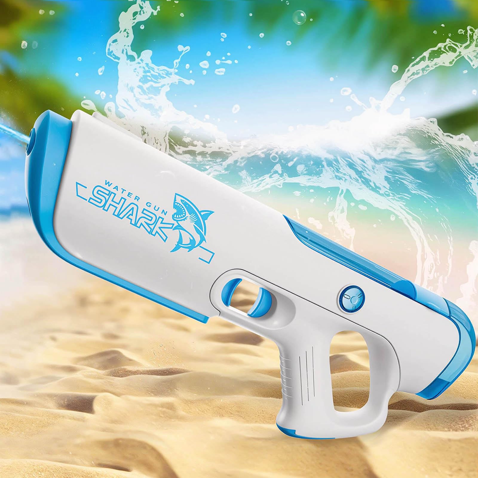 MOZC Electric Water Gun Kids, Automatic Water Gun with Automatic Suction, Range of 6-8M, Long Battery Life, Water Gun used in Swimming Pools, Beaches, Water Parks(Shark Blue)