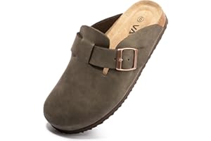 Vayfio Suede Clogs Potato Shoes Cork Footbed Sandals Comfort Mules with Arch Support Slip On Slippers