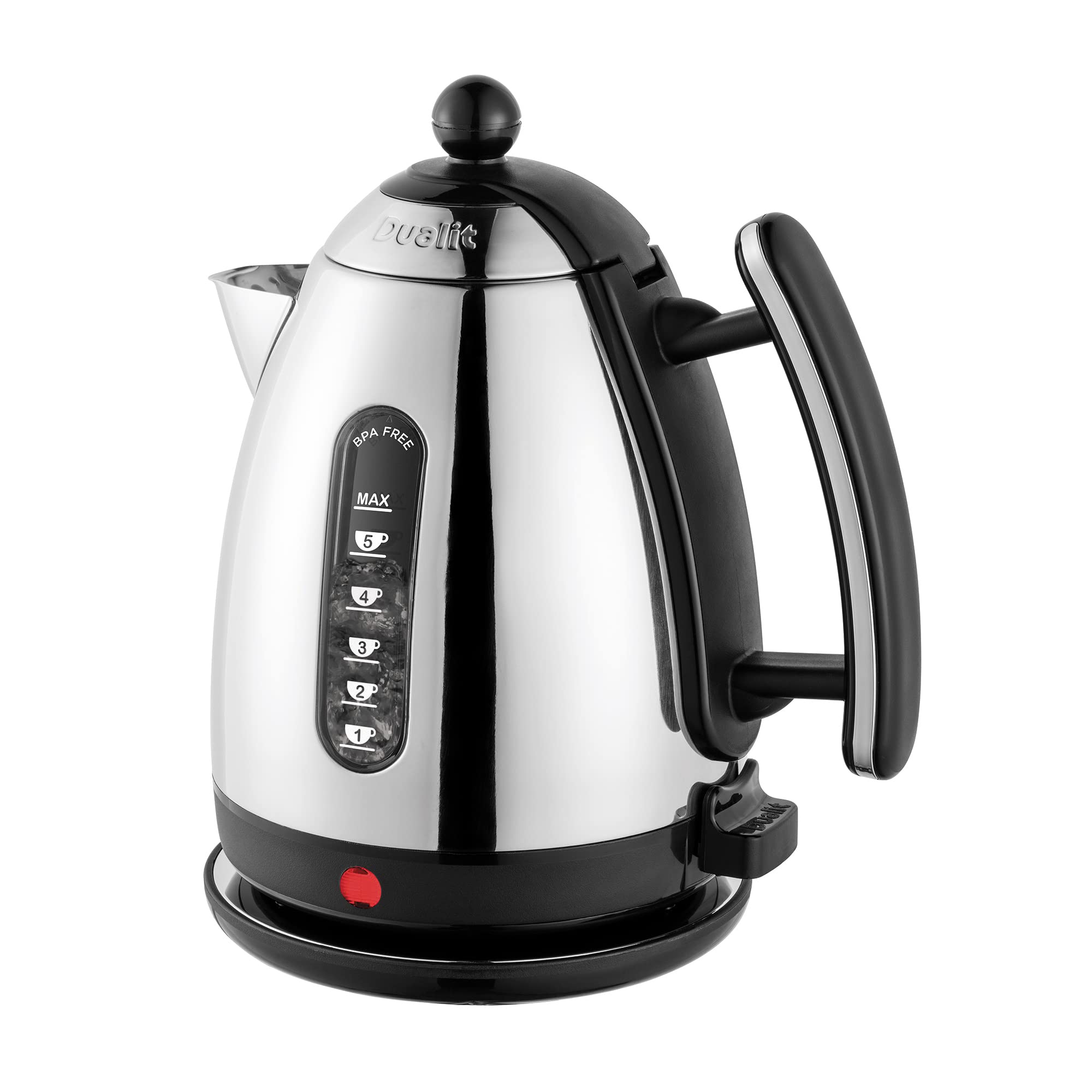 Dualit Lite Kettle - 1.5L Jug Kettle - Polished with Black Trim, High Gloss Finish - Fast Boiling - 72010