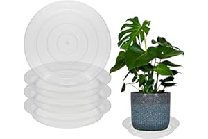TNTIWQ 4 Pack 14 Inch Round Plant Saucers for Less 12 Inch Pot Indoors Outdoors Plant Trays for Pots Planter Saucer Plastic Drip Tray Planter Water Tray (Clear, 13.8"(4pcs))