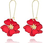 DEYOUM Bohemian Daisy Flower Earrings for Women Elegant Handmade Long Matte Layered Tiered Floral Flower Petal Dangle Drop Earrings Boho Chic Flower Earrings Wedding Birthday Jewelry Gifts